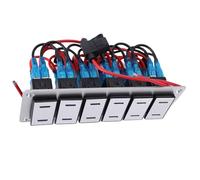 Duokon Panel de Interruptores de 6 Bandas, Barco Marino Impermeable de | Construcción de Aluminio, 20 A por Circuito, Fusible Compartido de 15 A, Precableado, Pegatinas Luminosas, Controles