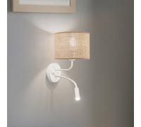 Duolla Aplique de pared de yute, marrón/blanco, tela, brazo de lectura