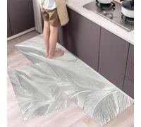 DUOTCYELE 2 Piezas Alfombras Cocina Plumas con Relieve 3D, Antideslizantes Lavable Tapete De Cocina, Estilo WABI-Sabi Minimalista, Alfombra De Cocinas para Piso, Oficina 50x80cm+50x150cm