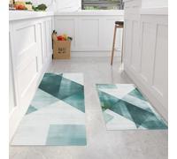 DUOTCYELE Alfombra Cocina Lavable Antideslizante Pack De 2 - Alfombrillas De Cocina Triángulo De Acuarela, Estilo Nórdico Minimalista, Lavables, para Fregaderos, Cocina, Lavandería,45x75cm+45x150cm