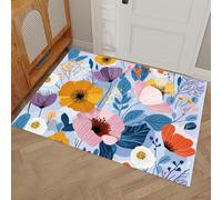 DUOTCYELE Felpudo De Entrada Amapola Hoja, Alfombra Atrapapolvo, Antideslizante, Microfibra Suave Felpudo Abstracto Moderno, Tapete Entrada para Puertas Y Pasillos 45 x 75 cm, Azul