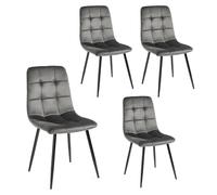 DUPI Altea Pack de 4 Sillas de Comedor Tapizadas en Tela Gris, Patas Metálicas, Diseño Moderno para Comedor, Salón y Cocina