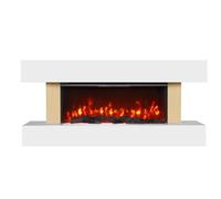 DUPI Chimenea Eléctrica Nero Pro SENZIA | 3 en 1 con Calefacción | Efecto Llama 3D Panorámica | 12 Colores Llama | App Tuya/Smart Life/Alexa | Blanco/Madera | 134x58x21cm
