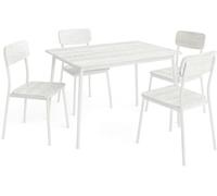 Dupi conjunto mesa y 4 sillas new xobe 110x70cm, fabricado con metal y mdf, mesa comedor, conjunto estilo atemporal (blanco)