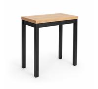 DUPI Mesa Cocina Extensible Agora | Apertura Tipo Libro | 40/80x80x76 cm | Tablero MDF 18 mm | Patas Metálicas Cuadradas | Negro/Taupe