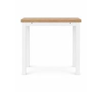DUPI Mesa Cocina Extensible Agora | Apertura Tipo Libro | 40/80x80x76 cm | Tablero MDF 18 mm | Patas Metálicas Cuadradas | Blanco/Taupe