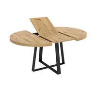 Dupi mesa de comedor extensible nordic | efecto madera natural | patas metálicas grafito | redonda | 110/158x90cm