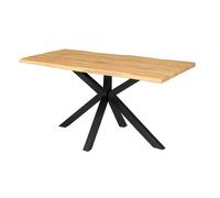 DUPI Mesa de Comedor Fija Nordic, Efecto Madera Natural, Patas Metálicas Grafito, Diseño Industrial, 140x90cm