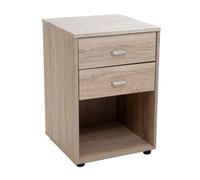Dupi mesita de noche de madera aitana, mesa con 2 cajones y un hueco. medidas: 40cm ancho x 40cm profundo x 59.5 alto (taupe)