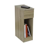 DUPI Mesita de Noche Estrecha Slim | 1 Cajón | 2 Compartimentos | Versátil para Salón o Dormitorio | Fácil Montaje | 35 x 24 x 60 cm (Taupe)