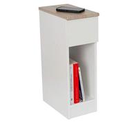 Dupi mesita de noche estrecha slim para espacios reducidos. optimiza el almacenamiento y ofrece funcionalidad. (blanco/taupe)