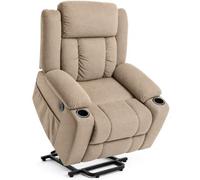 DUPI Sillón Relax Eléctrico California | Elevable y Reclinable con Motor | Fácil Montaje en 2 Minutos | Sistema Antivuelco | 100% Poliéster (Capuchino)