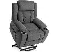 DUPI Sillón Relax Eléctrico California | Elevable y Reclinable | Levanta Personas | Tela 100% Poliéster | Fácil Montaje | Sistema Antivuelco, (Gris)