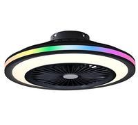 DUPI Ventilador de Techo con Luz Led RGB SLIM AIR | Función Verano e Invierno | 6 Velocidades | Mando a Distancia | Plafón 50 cm | Motor DC Silencioso | Aspas Reversibles | PVC | Negro