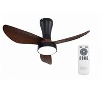 DUPI Ventilador de Techo PRO AIR | Motor DC Silencioso | 6 Velocidades | Luz LED Dimmable 3000-6000K | Mando con Temporizador | Ø 80 cm | Negro/Nogal