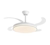 DUPI Ventilador de techo retráctil COSMOS BLANCO con LED regulable 3 tonos, Motor DC silencioso, 6 velocidades, aspas ocultas, modo verano/invierno, temporizador y mando a distancia