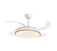 DUPI Ventilador de techo retráctil COSMOS MADERA con LED regulable 3 tonos, Motor DC silencioso, 6 velocidades, aspas ocultas, modo verano/invierno, temporizador y mando a distancia