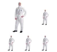 Dupont Tyvek 400 Dual | Ropa de Protección Química, Categoría III, tipo 5 y 6 | Tyvek en la parte frontal | Un Panel Posterior de SMS | Blanco | Talla XL (Paquete de 5)