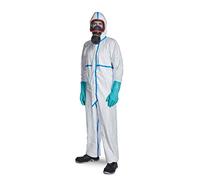 DuPont Tyvek 600 Plus - Ropa de protección química con capucha y costuras superpuestas, categoría III, tipo 4-B, 5-B y 6-B (25 unidades, talla M), color blanco