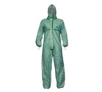 DuPont Tyvek 600 Plus - Ropa de protección química con capucha y costuras superpuestas, categoría III, tipo 4-B, 5-B y 6-B (tamaño M, 100 unidades), color verde