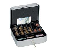 Durable 177857 Caja de dinero Euroboxx S, con 2 llaves, incluye tablero de conteo y compartimentos para billetes, gris plateado