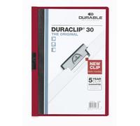 Durable 220031 Carpeta Duraclip dossier pinza lateral (para 1-30 hojas A4), 25 piezas, berenjena/rojo oscuro