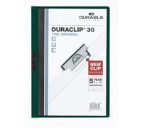 Durable 220032 Carpeta Duraclip dossier pinza lateral (para 1-30 hojas A4), 25 piezas, verde/verde oscuro