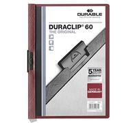 Durable 220931 Carpeta con clip Duraclip Original 60 (para 1-60 hojas A4), 25 piezas, berenjena/rojo oscuro