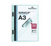 Durable 221806 Archivo de recortes Duraclip A3, hoja dura, hasta 60 hojas A3, azul, paquete de 10