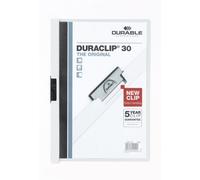 Durable 222702 Duraclip (original 30, lámina dura, hasta 30 hojas A4, bolsa de 5 piezas) blanco