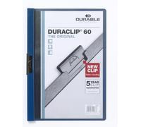 Durable 223807 Carpeta con pinzas Duraclip (original 60, lámina dura, hasta 60 hojas A4, bolsa de 5 piezas) azul oscuro