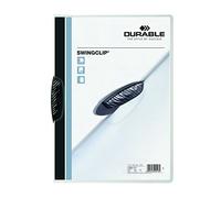 Durable 226001 Archivo con clip Swingclip, hecho de PP, hasta 30 hojas A4, negro, paquete de 25