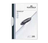 DURABLE Carpeta con clip Swingclip 226002, PP A4, hasta 30 hojas, blancas, paquete de 25