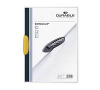 DURABLE Carpeta con clip Swingclip 226004 – PP, hasta 30 hojas A4, amarilla, paquete de 25