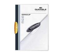 Durable 226009 Carpeta con clip Swingclip de PP, hasta 30 hojas A4, naranja, paquete de 25