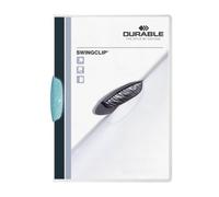 Durable 226014 Carpeta con clip Swingclip de PP, hasta 30 hojas A4, azul medio, paquete de 25