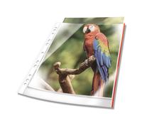 DURABLE Fundas multitaladro perforadas 265503 A4 PP cristal borde rojo 25 unidades