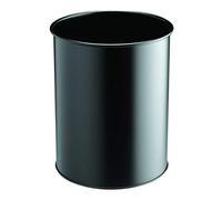 Durable 330101 Papelera redonda de metal, 15 litros, negro