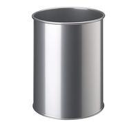 Durable 330123 Papelera de metal redonda 15 litros, plata