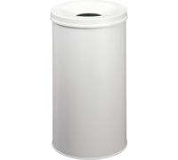 Durable 330710 Papelera metálica con cenicero redonda de 60 litros, gris | Redondo de acero con revestimiento de resina epoxi, ignífugo, cabezal extintor de llama, tamaño 375 x 662 mm, grande