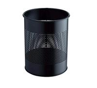 Durable 331001 Papelera de metal redonda de 15 litros, perforación 165 mm, negro