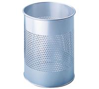 DURABLE Papelera de metal 331023 - redonda 15 litros, perforación 165 mm, plata