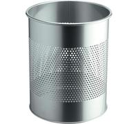 DURABLE Papelera de metal 331023 - redonda 15 litros, perforación 165 mm, plata