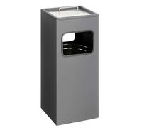 Durable 333158 Papelera metal 17L cuadradacon cenicero, antracita