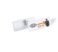 Durable 851900 juego de portanombres 40x105 mm con pinza combi, 40 x 105 mm con clip combinado, etiquetas juego en hojas de impresión A4, paquete de 14,