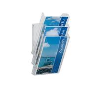 Durable 857819 Dispensador de folletos Combiboxx A4 Set L, 3 compartimentos, para aplicación en mesa y pared, transparente