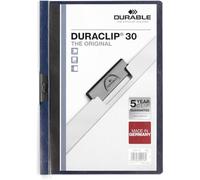Durable Carpeta Duraclip Original 30, A4, 25 piezas, azul medianoche | Dossier con pinza lateral de acero, capacidad 1-30 hojas, tapa frontal transparente, para documentos