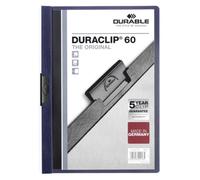 DURABLE Dosier Clip DURACLIP PVC A4 2209 Pinza Metal 60h Azul Antracita (Set de 25)