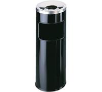Durable Papelera de Metal, 18.5L, Cuadrada con Perforaciones, negro, 332001 | Safe, con cenicero de acero inoxidable y acero, contenedor interior desmontable, fácil de limpiar
