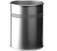 DURABLE Papelera metal 15L circular con perforaciones 30 mm, 330023, Plata